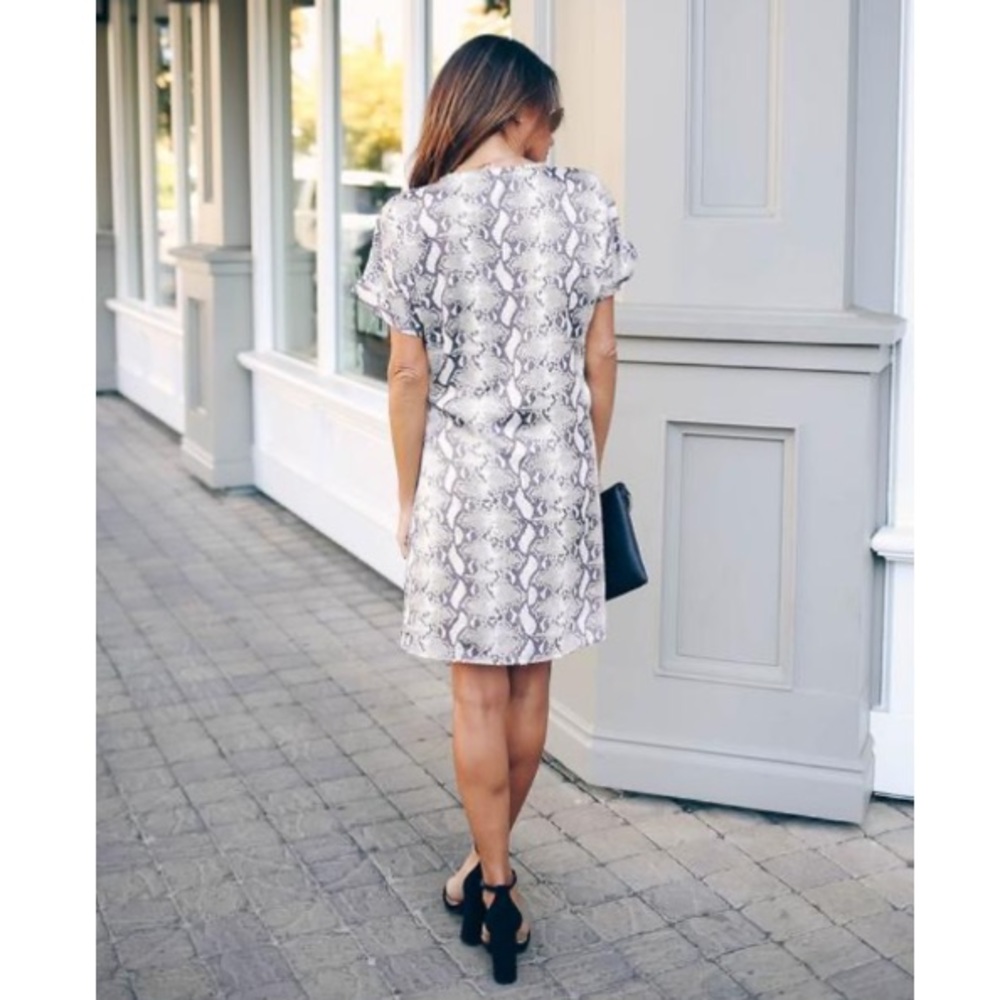 Vici Ximena Python Print Satin Wrap Short Sleeve … - image 7